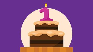 Birthday cake with candle topping isolated vector illustration