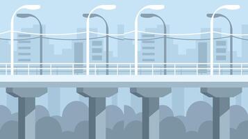highway bridge with lights on columns at day light vector illustration