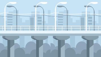 highway bridge with lights on columns at day light vector illustration