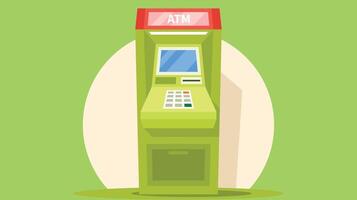 ATM bank machine isolated with colorful background vector illustration