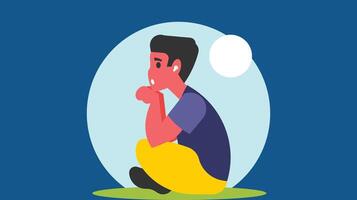 depressed man is in meditation status vector illustration