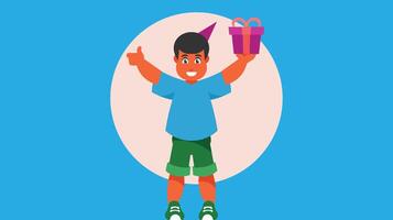 child holding a present gift vector illustration
