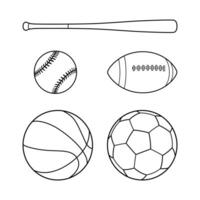 Popular sports equipment illustration in black and white vector