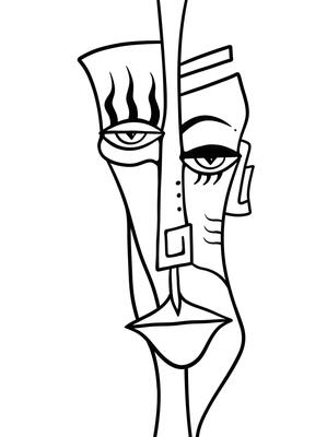 A face in vector line art with an abstract style