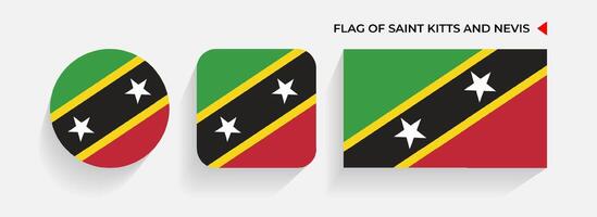 Santo kitts y nevis banderas arreglado en redondo, cuadrado y rectangular formas vector