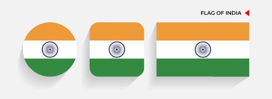 India banderas arreglado en redondo, cuadrado y rectangular formas vector