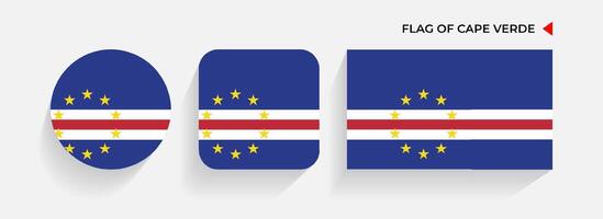 Cape Verde Flags arranged in round, square and rectangular shapes vector