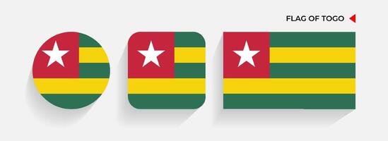 Togo Flags arranged in round, square and rectangular shapes vector