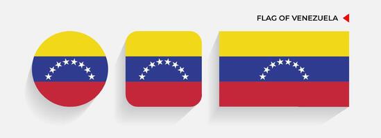 Venezuela banderas arreglado en redondo, cuadrado y rectangular formas vector