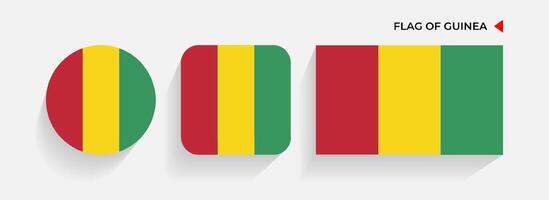 Guinea Flags arranged in round, square and rectangular shapes vector