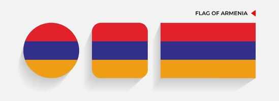 Armenia banderas arreglado en redondo, cuadrado y rectangular formas vector