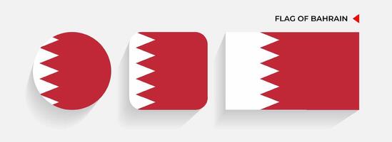 Bahrain Flags arranged in round, square and rectangular shapes vector