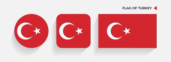 Turkey Flags arranged in round, square and rectangular shapes vector