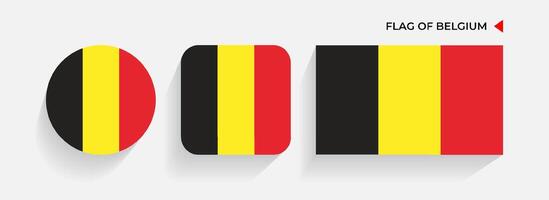 Belgium Flags arranged in round, square and rectangular shapes vector