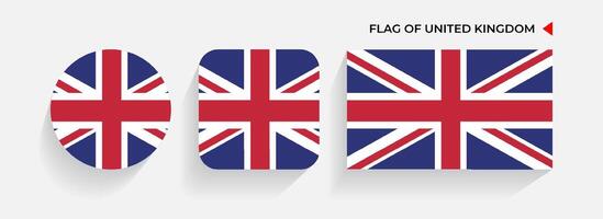 United Kingdom Flags arranged in round, square and rectangular shapes vector