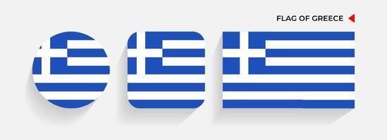 Greece Flags arranged in round, square and rectangular shapes vector