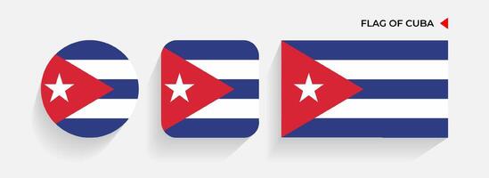 Cuba Flags arranged in round, square and rectangular shapes vector