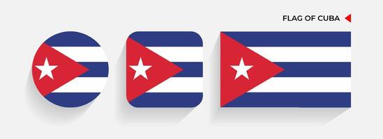 Cuba Flags arranged in round, square and rectangular shapes vector