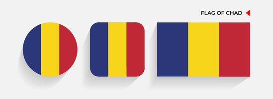 Chad Flags arranged in round, square and rectangular shapes vector