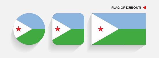 Djibouti Flags arranged in round, square and rectangular shapes vector