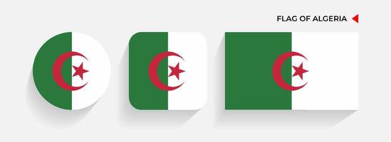 Algeria Flags arranged in round, square and rectangular shapes vector