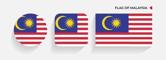 Malaysia Flags arranged in round, square and rectangular shapes vector