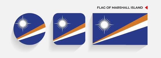 Marshall Island Flags arranged in round, square and rectangular shapes vector