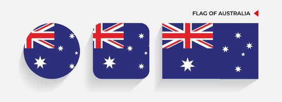 Australia banderas arreglado en redondo, cuadrado y rectangular formas vector