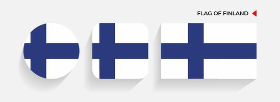 Finland Flags arranged in round, square and rectangular shapes vector