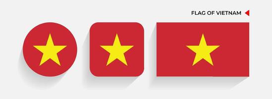 Vietnam banderas arreglado en redondo, cuadrado y rectangular formas vector
