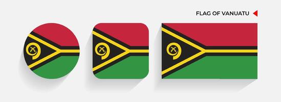 Vanuatu Flags arranged in round, square and rectangular shapes vector