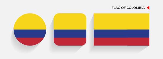 Colombia banderas arreglado en redondo, cuadrado y rectangular formas vector