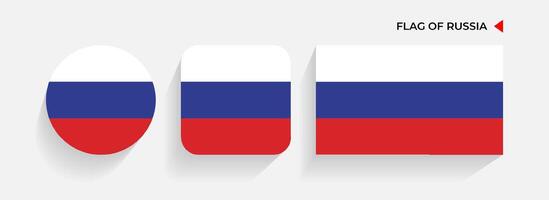 Rusia Flags arranged in round, square and rectangular shapes vector