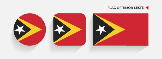 Timor leste banderas arreglado en redondo, cuadrado y rectangular formas vector