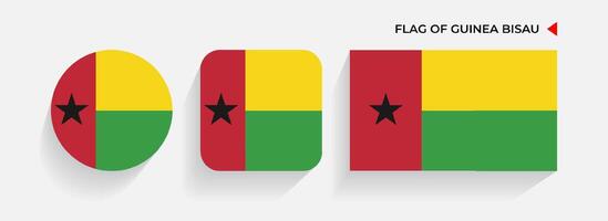 Guinea Bissau banderas arreglado en redondo, cuadrado y rectangular formas vector