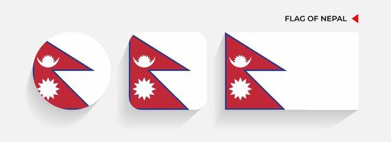 Nepal banderas arreglado en redondo, cuadrado y rectangular formas vector