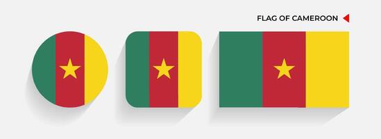 Cameroon Flags arranged in round, square and rectangular shapes vector