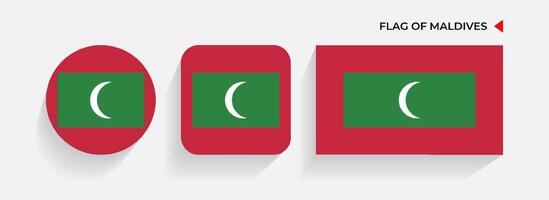 Maldives Flags arranged in round, square and rectangular shapes vector