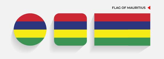 Mauricio banderas arreglado en redondo, cuadrado y rectangular formas vector