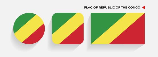 Repubic of The Congo Flags arranged in round, square and rectangular shapes vector