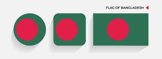 Bangladesh banderas arreglado en redondo, cuadrado y rectangular formas vector