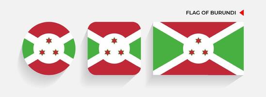 Burundi Flags arranged in round, square and rectangular shapes vector