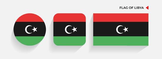 Libya Flags arranged in round, square and rectangular shapes vector