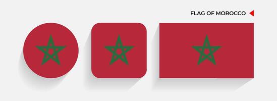 Morocco Flags arranged in round, square and rectangular shapes vector