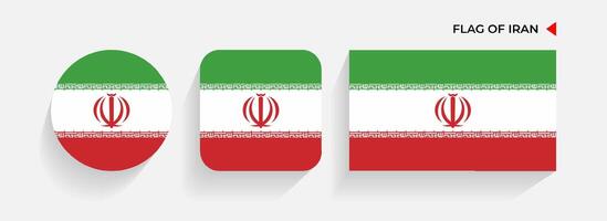 Iran Flags arranged in round, square and rectangular shapes vector