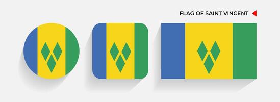 Saint Vincent flags arranged in round, square and rectangular shapes vector