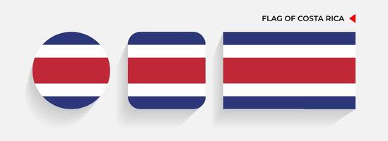 Costa Rica Flags arranged in round, square and rectangular shapes vector