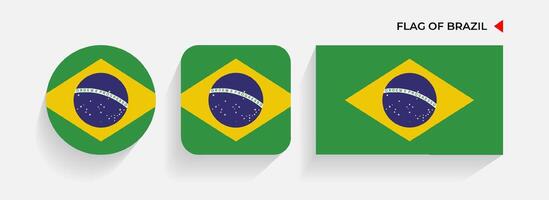 Brasil banderas arreglado en redondo, cuadrado y rectangular formas vector