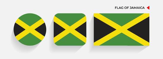 Jamaica Flags arranged in round, square and rectangular shapes vector