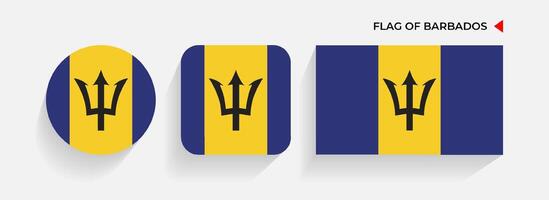 Barbados Flags arranged in round, square and rectangular shapes vector